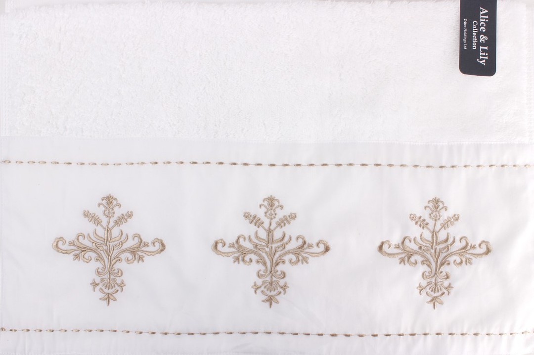 Embroidered cotton hand towel 'Florence white' Code: HT-FLO/WHT image 0